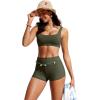 imageCRZ YOGA Womens 3 Swim Board Shorts High Waisted Quick Dry Bathing Suit Bottoms Dolphin Trunks with LinerDark Olive