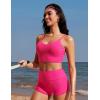 imageCRZ YOGA Womens 3 Swim Board Shorts High Waisted Quick Dry Bathing Suit Bottoms Dolphin Trunks with LinerGranita Pink
