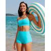 imageCRZ YOGA Womens 3 Swim Board Shorts High Waisted Quick Dry Bathing Suit Bottoms Dolphin Trunks with LinerTurquoise