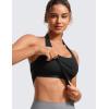 imageCRZ YOGA Womens Butterluxe Halter Longline Sports Bra  Padded Workout Yoga Crop Tops Tanks with Built in PadsBlack