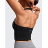 imageCRZ YOGA Womens Butterluxe Halter Longline Sports Bra  Padded Workout Yoga Crop Tops Tanks with Built in PadsBlack