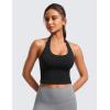 imageCRZ YOGA Womens Butterluxe Halter Longline Sports Bra  Padded Workout Yoga Crop Tops Tanks with Built in PadsBlack