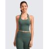 imageCRZ YOGA Womens Butterluxe Halter Longline Sports Bra  Padded Workout Yoga Crop Tops Tanks with Built in PadsDark Forest Green