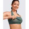 imageCRZ YOGA Womens Butterluxe Halter Longline Sports Bra  Padded Workout Yoga Crop Tops Tanks with Built in PadsDark Forest Green