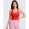 imageCRZ YOGA Womens Butterluxe Halter Longline Sports Bra  Padded Workout Yoga Crop Tops Tanks with Built in PadsDeep Red