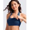 imageCRZ YOGA Womens Butterluxe Halter Longline Sports Bra  Padded Workout Yoga Crop Tops Tanks with Built in PadsFrench Navy