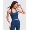 imageCRZ YOGA Womens Butterluxe Halter Longline Sports Bra  Padded Workout Yoga Crop Tops Tanks with Built in PadsFrench Navy