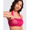 imageCRZ YOGA Womens Butterluxe Halter Longline Sports Bra  Padded Workout Yoga Crop Tops Tanks with Built in PadsGranita Pink