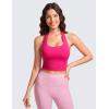 imageCRZ YOGA Womens Butterluxe Halter Longline Sports Bra  Padded Workout Yoga Crop Tops Tanks with Built in PadsGranita Pink