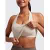imageCRZ YOGA Womens Butterluxe Halter Longline Sports Bra  Padded Workout Yoga Crop Tops Tanks with Built in PadsMojave Tan