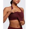 imageCRZ YOGA Womens Butterluxe Halter Longline Sports Bra  Padded Workout Yoga Crop Tops Tanks with Built in PadsRed Merlot