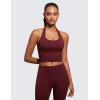 imageCRZ YOGA Womens Butterluxe Halter Longline Sports Bra  Padded Workout Yoga Crop Tops Tanks with Built in PadsRed Merlot