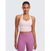 imageCRZ YOGA Womens Butterluxe Halter Longline Sports Bra  Padded Workout Yoga Crop Tops Tanks with Built in PadsStrawberry Pink