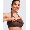 imageCRZ YOGA Womens Butterluxe Halter Longline Sports Bra  Padded Workout Yoga Crop Tops Tanks with Built in PadsTaupe