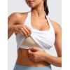 imageCRZ YOGA Womens Butterluxe Halter Longline Sports Bra  Padded Workout Yoga Crop Tops Tanks with Built in PadsWhite