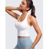 imageCRZ YOGA Womens Butterluxe Halter Longline Sports Bra  Padded Workout Yoga Crop Tops Tanks with Built in PadsWhite