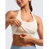 imageCRZ YOGA Womens Butterluxe Halter Longline Sports Bra  Padded Workout Yoga Crop Tops Tanks with Built in PadsWhite Apricot