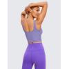 imageCRZ YOGA Womens U Back Sports Bras Padded High Neck Crop Workout Tank TopsDark Lavender Purple