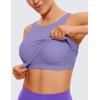 imageCRZ YOGA Womens U Back Sports Bras Padded High Neck Crop Workout Tank TopsDark Lavender Purple