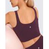 imageCRZ YOGA Womens U Back Sports Bras Padded High Neck Crop Workout Tank TopsDeep Purple