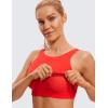 imageCRZ YOGA Womens U Back Sports Bras Padded High Neck Crop Workout Tank TopsDeep Red