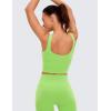 imageCRZ YOGA Womens U Back Sports Bras Padded High Neck Crop Workout Tank TopsGreen Glow