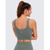 imageCRZ YOGA Womens U Back Sports Bras Padded High Neck Crop Workout Tank TopsGrey Sage
