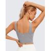 imageCRZ YOGA Womens U Back Sports Bras Padded High Neck Crop Workout Tank TopsGull Gray