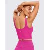 imageCRZ YOGA Womens U Back Sports Bras Padded High Neck Crop Workout Tank TopsHibiscus Purple