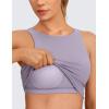 imageCRZ YOGA Womens U Back Sports Bras Padded High Neck Crop Workout Tank TopsLavender Mist