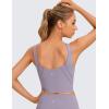 imageCRZ YOGA Womens U Back Sports Bras Padded High Neck Crop Workout Tank TopsLavender Mist