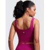 imageCRZ YOGA Womens U Back Sports Bras Padded High Neck Crop Workout Tank TopsMagenta Purple