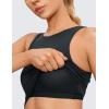 imageCRZ YOGA Womens U Back Sports Bras Padded High Neck Crop Workout Tank TopsMelanite
