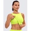 imageCRZ YOGA Womens U Back Sports Bras Padded High Neck Crop Workout Tank TopsNeon Yellow