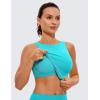 imageCRZ YOGA Womens U Back Sports Bras Padded High Neck Crop Workout Tank TopsNeonspectral Blue
