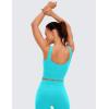 imageCRZ YOGA Womens U Back Sports Bras Padded High Neck Crop Workout Tank TopsNeonspectral Blue