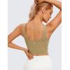imageCRZ YOGA Womens U Back Sports Bras Padded High Neck Crop Workout Tank TopsSoul Brown