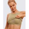 imageCRZ YOGA Womens U Back Sports Bras Padded High Neck Crop Workout Tank TopsSoul Brown