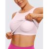 imageCRZ YOGA Womens U Back Sports Bras Padded High Neck Crop Workout Tank TopsStrawberry Pink