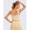imageCRZ YOGA Womens U Back Sports Bras Padded High Neck Crop Workout Tank TopsTan Milkshake