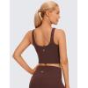 imageCRZ YOGA Womens U Back Sports Bras Padded High Neck Crop Workout Tank TopsTaupe