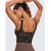 imageCRZ YOGA Womens U Back Sports Bras Padded High Neck Crop Workout Tank TopsTaupe Tie Dye Flowers