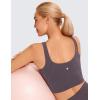 imageCRZ YOGA Womens U Back Sports Bras Padded High Neck Crop Workout Tank TopsTornado Grey