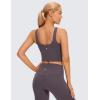 imageCRZ YOGA Womens U Back Sports Bras Padded High Neck Crop Workout Tank TopsTornado Grey