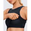 imageCRZ YOGA Womens U Back Sports Bras Padded High Neck Crop Workout Tank TopsTrue Navy