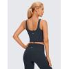 imageCRZ YOGA Womens U Back Sports Bras Padded High Neck Crop Workout Tank TopsTrue Navy