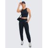 imageCRZ YOGA Womens U Back Sports Bras Padded High Neck Crop Workout Tank TopsTrue Navy