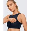 imageCRZ YOGA Womens U Back Sports Bras Padded High Neck Crop Workout Tank TopsTwilight Blue