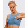 imageCRZ YOGA Womens U Back Sports Bras Padded High Neck Crop Workout Tank TopsUniverse Blue