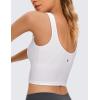 imageCRZ YOGA Womens U Back Sports Bras Padded High Neck Crop Workout Tank TopsWhite